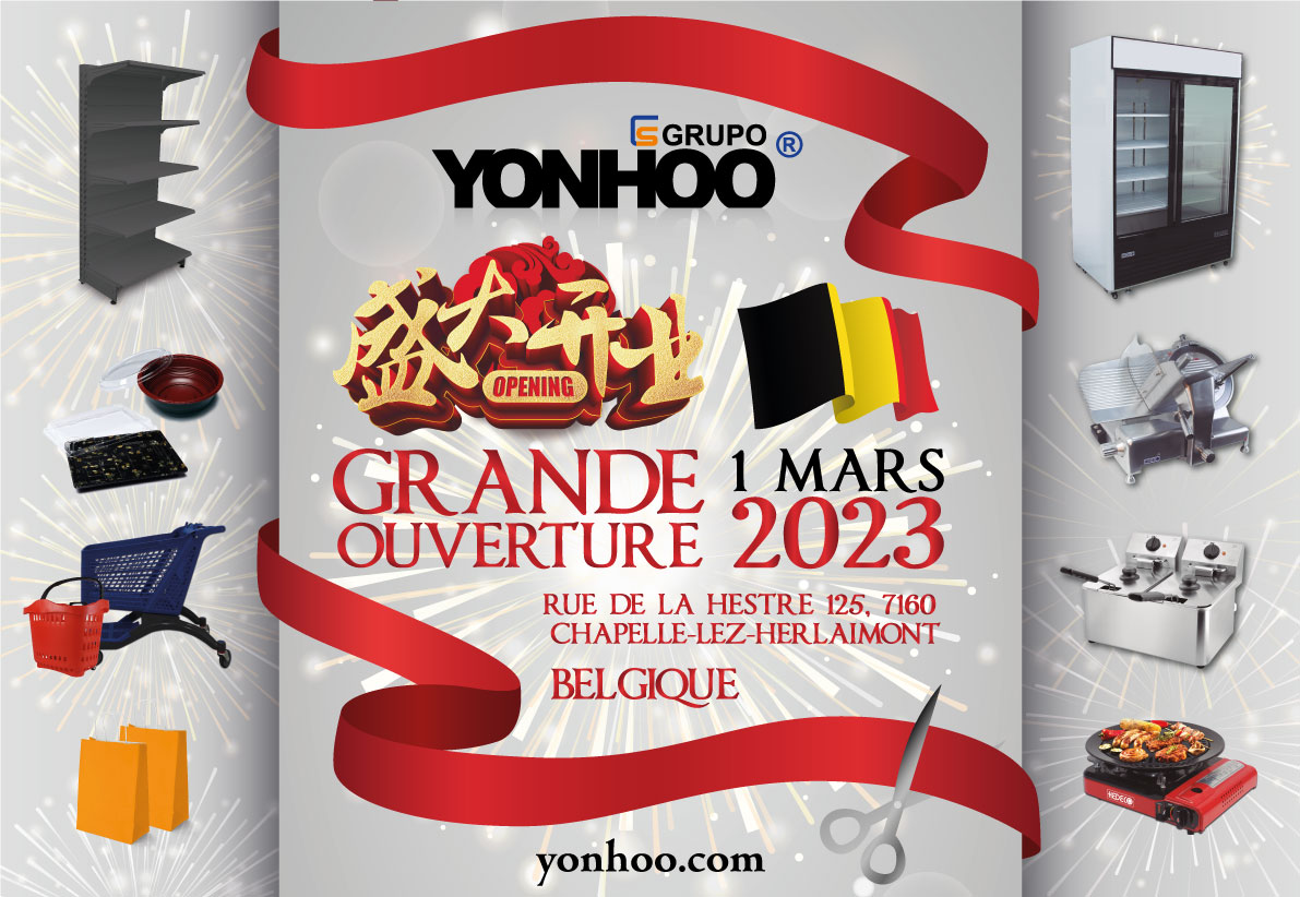 cartel inauguración tienda Bélgica Yonhoo